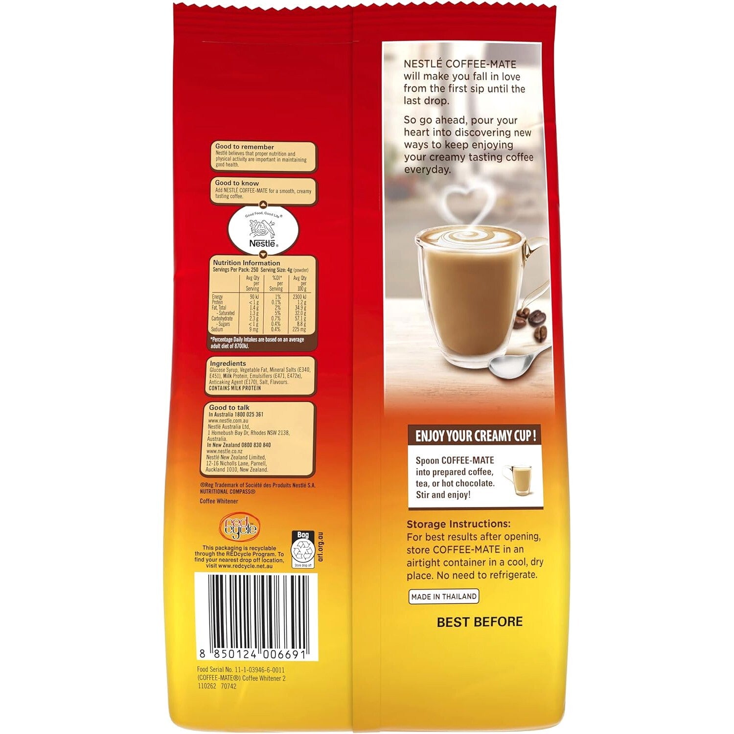2 x 1kg Nestlé Coffee-Mate Original Coffee Creamer Powder Bulk Coffee Whitener