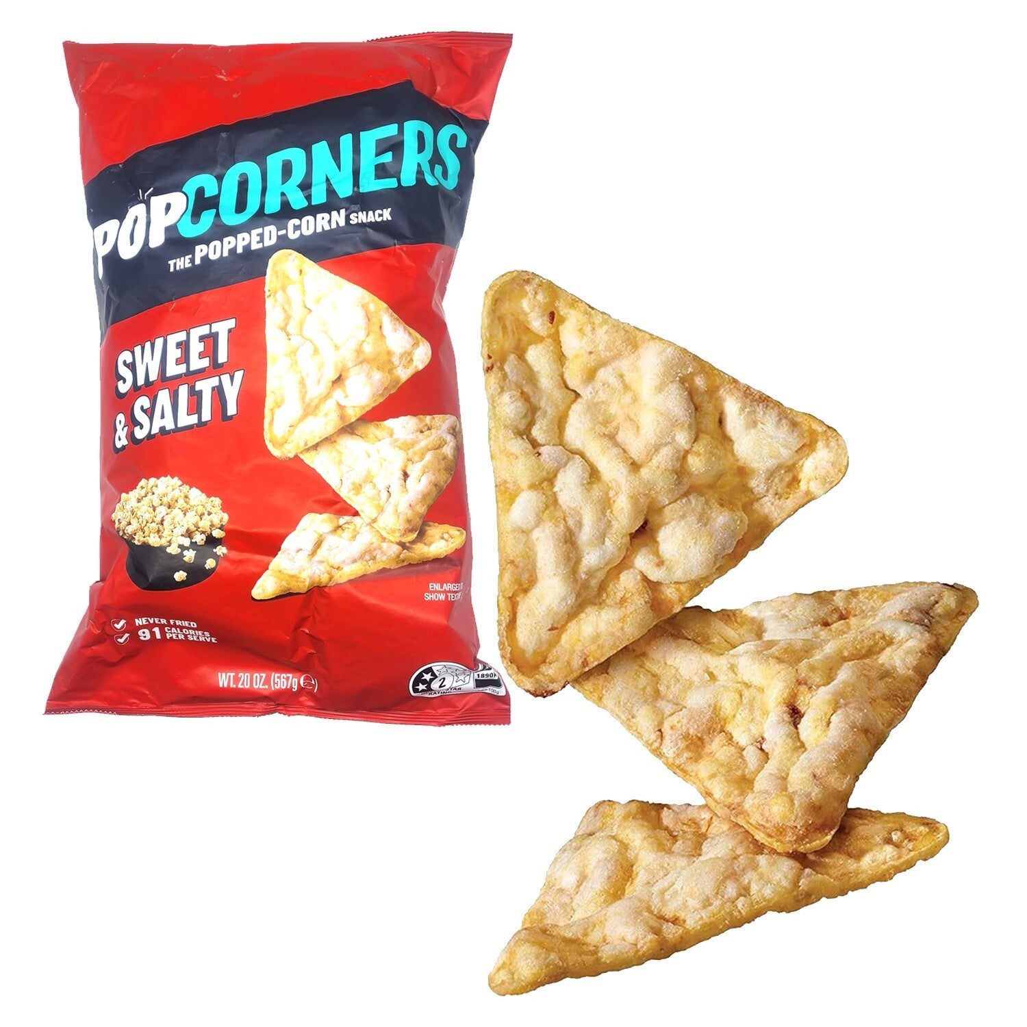 Popcorners Sweet and Salty Kids Movie Popcorn Popped Corn Snack Chips 567g Bag