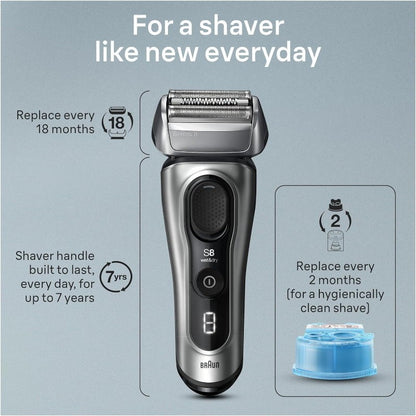 Braun Series 8 Wet & Dry 3 + 1 Head Electric Shaver & Precision Trimmer -Express