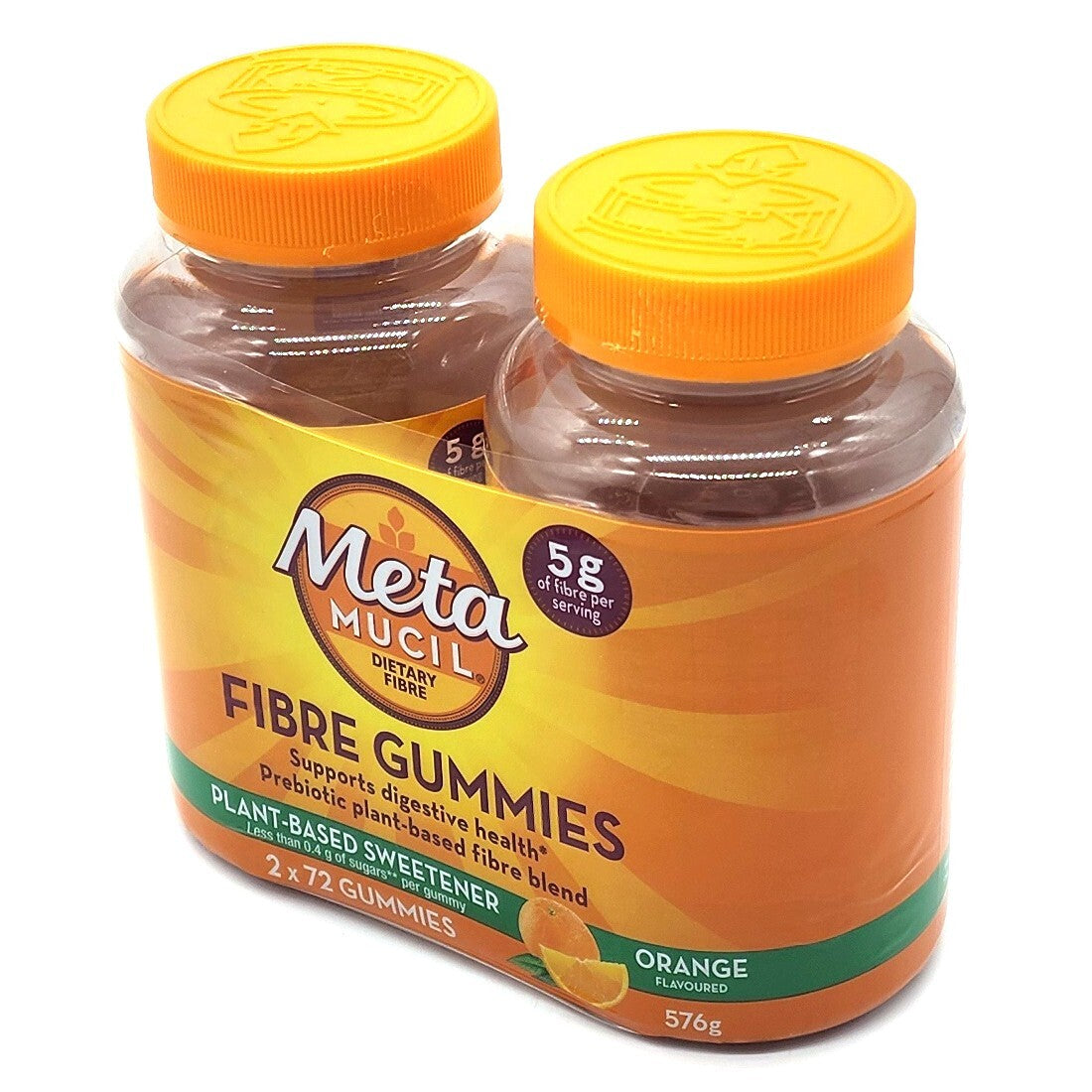 Metamucil Fiber Supplement Gummies Sugar Free Orange Flavour 5g Prebiotic Plant
