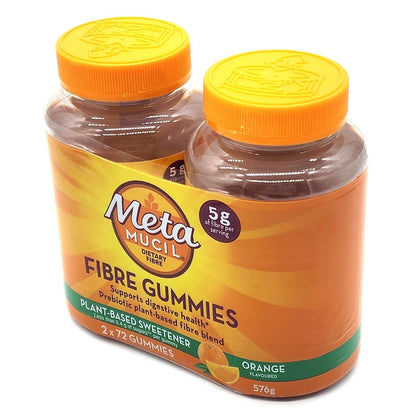 Metamucil Fiber Supplement Gummies Sugar Free Orange Flavour 5g Prebiotic Plant