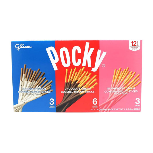 12 x 40g Glico Pocky Chocolate Cookies & Cream Strawberry Cream Biscuit Sticks