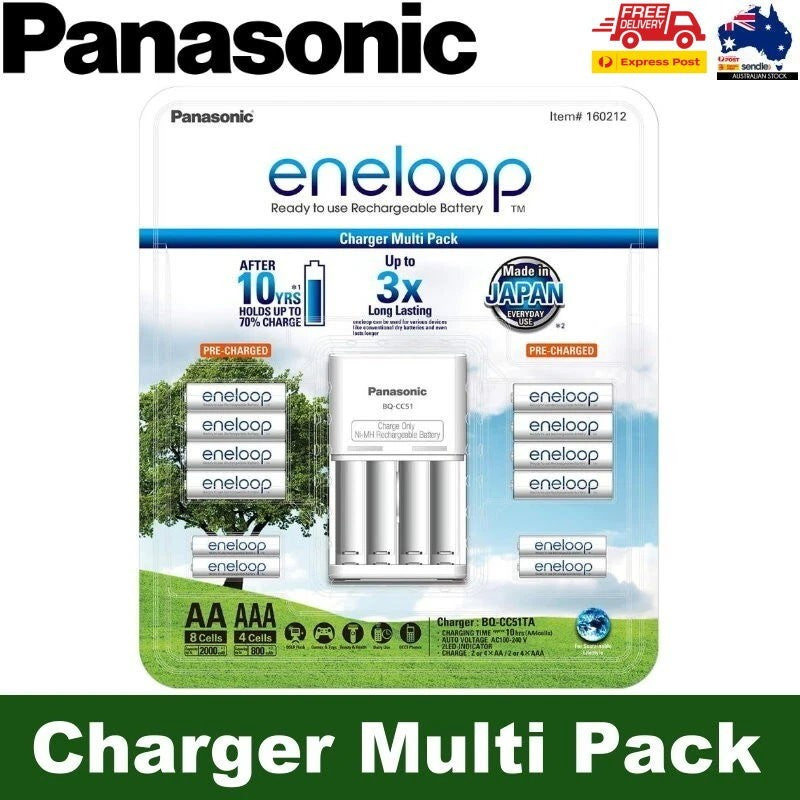 Panasonic Eneloop Rechargeable Battery Charger Multi Pack with 8x AA, 4x AAA