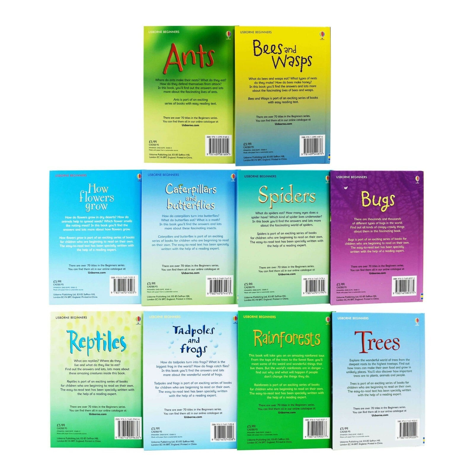 Usborne Beginners Nature 10 Books Collection Set Children Educational Book Gift