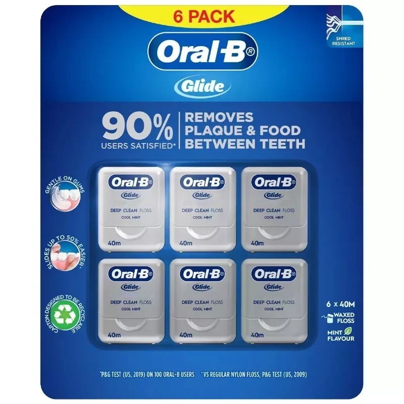 Oral-B 6-Pack Glide Health Clinical Deep Clean Dental Floss Mint 6 x 40M