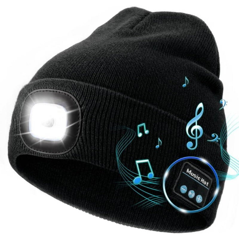 ZONSUSE 2-in-1 Winter Unisex Bluetooth Music Beanie Knitted Hat 6 LED Headlight