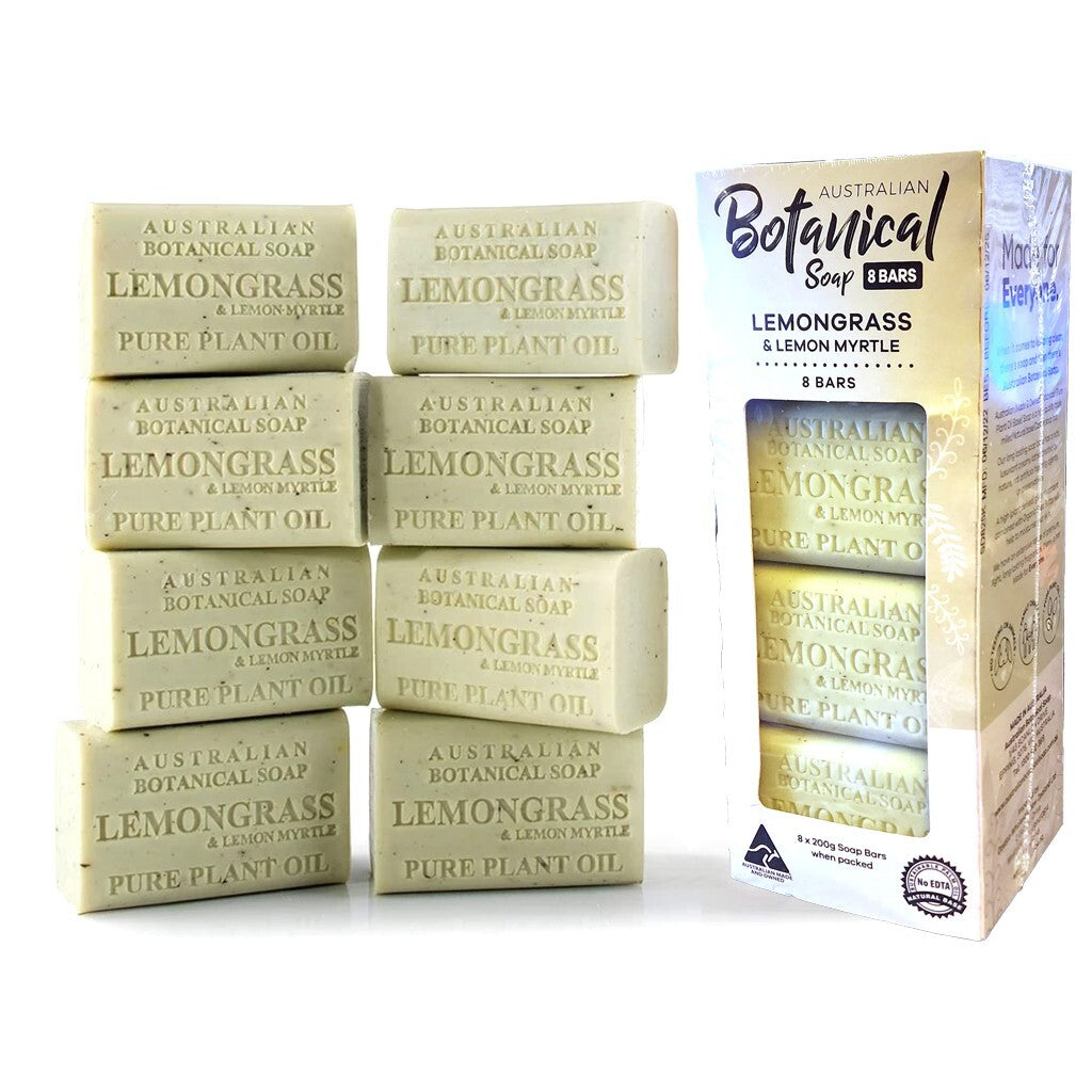 8 x 200g Australian Botanical Lemongrass Lemon Myrtle Body Gentle Wash Bar Soap