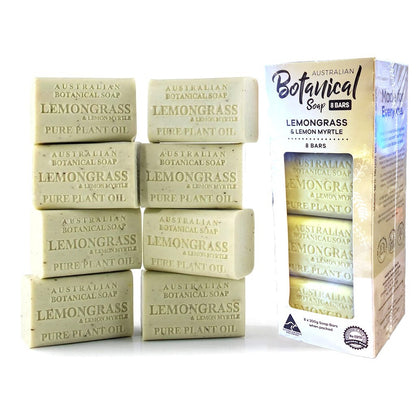 8 x 200g Australian Botanical Lemongrass Lemon Myrtle Body Gentle Wash Bar Soap