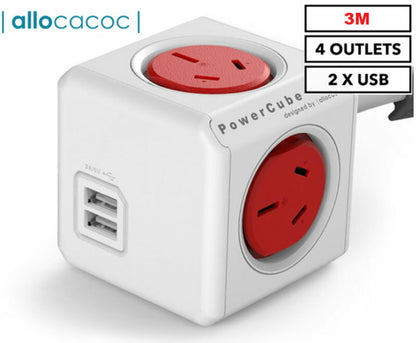 Allocacoc 5-Outlet/4-Outlet 1.5m/3m or 2x USB Original Extended PowerCube
