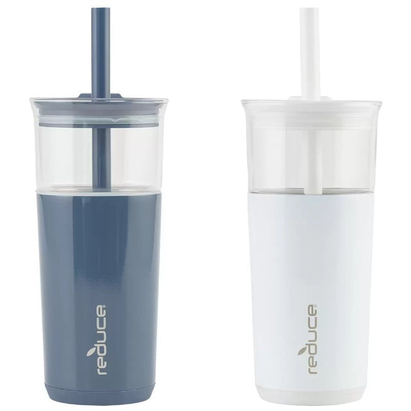 REDUCE Aspen 20oz 590ml Vacuum Insulated Glass Tumbler w/ Lid & Extra Wide Straw