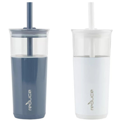 REDUCE Aspen 20oz 590ml Vacuum Insulated Glass Tumbler w/ Lid & Extra Wide Straw