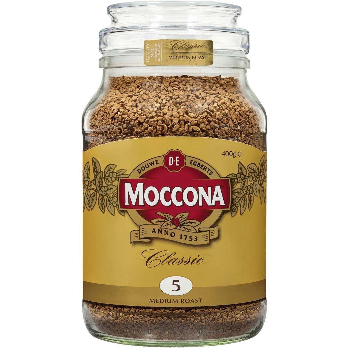 Moccona Freeze Dried Office Instant Coffee Classic Medium Roast 400g Glass Jar