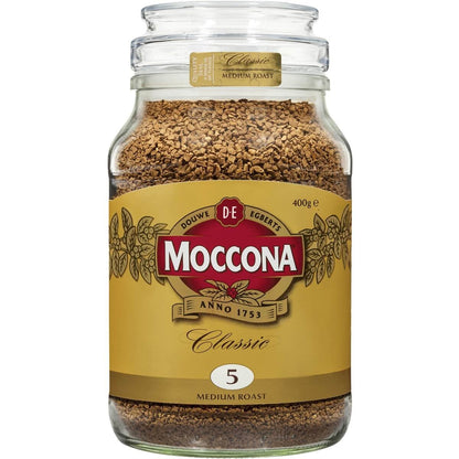 Moccona Freeze Dried Office Instant Coffee Classic Medium Roast 400g Glass Jar