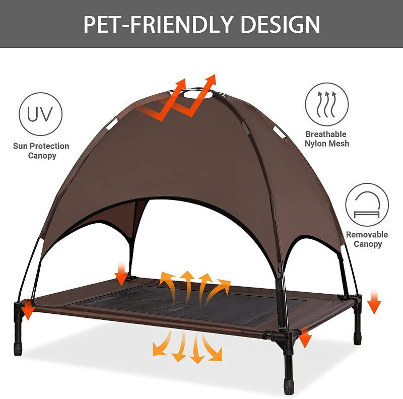 SolarTec Elevated Pet Dog Cot Bed with Removable Canopy Indoor/Outdoor - Large