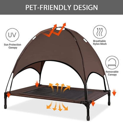 SolarTec Elevated Pet Dog Cot Bed with Removable Canopy Indoor/Outdoor - Large