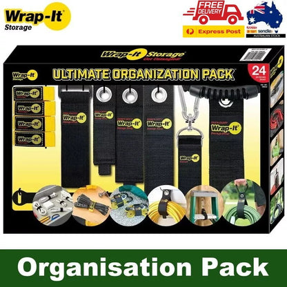 Wrap-It Storage 24 pcs Ultimate Organisation Pack Storage Straps, Cable Ties