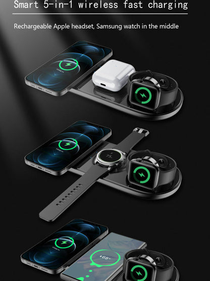 TEQ 15W 5-in-1 Fast Wireless Charger - iPhone 16, 15 Apple/Samsung Watch, AirPod