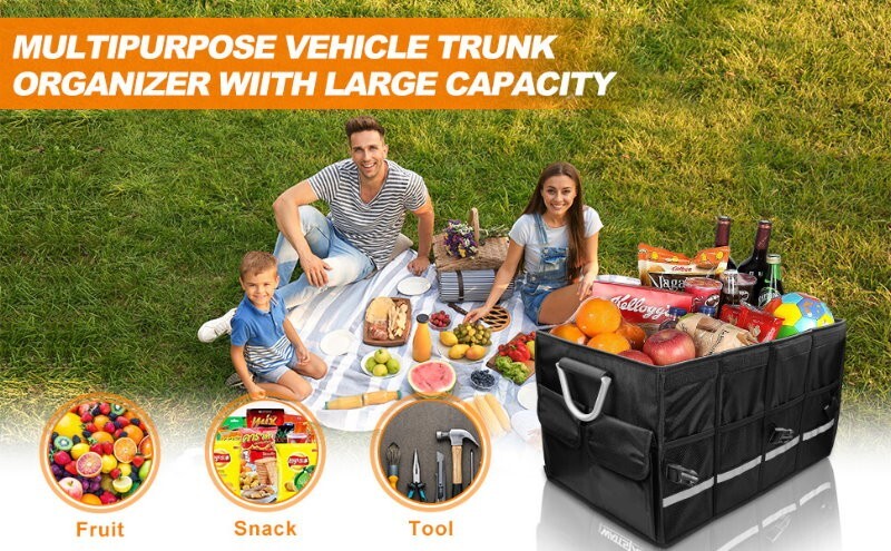 Eurow 65L Automotive Trunk Organizer Car Boot Storage Collapsible Aluminium Hand