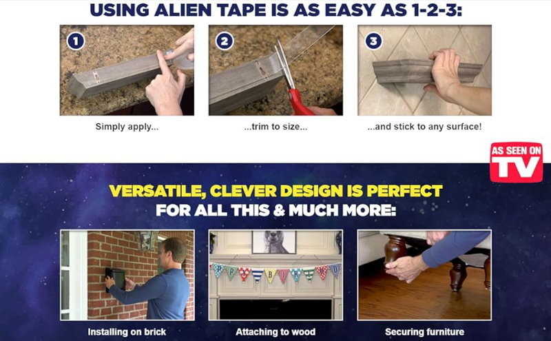 Alien Tape Nano Double Sided Tape Multipurpose Removable Adhesive Hold 7.94kg