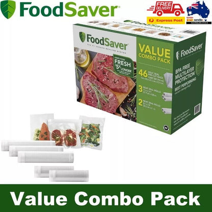 FoodSaver Value Combo Pack - 946ml Vacuum Heat Sealer Bags + 8" & 11" Seal Rolls