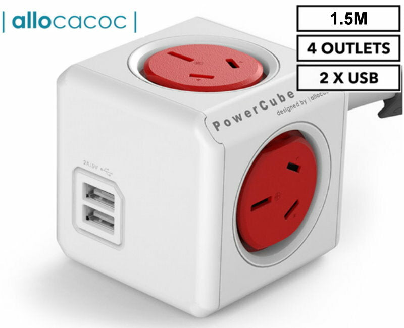 Allocacoc 5-Outlet/4-Outlet 1.5m/3m or 2x USB Original Extended PowerCube