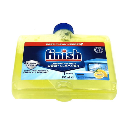 Finish Deep Clean Dishwasher Cleaner Grease Limescale Removal Lemon 8x250ml Pack