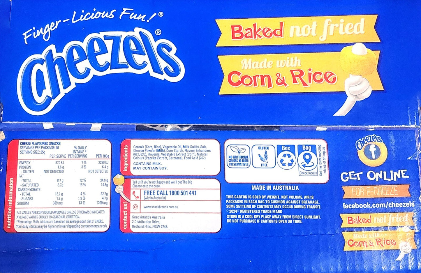 Cheezels Original Cheese Puffed Snack Australian Made Finger Food Kids Snack 1kg