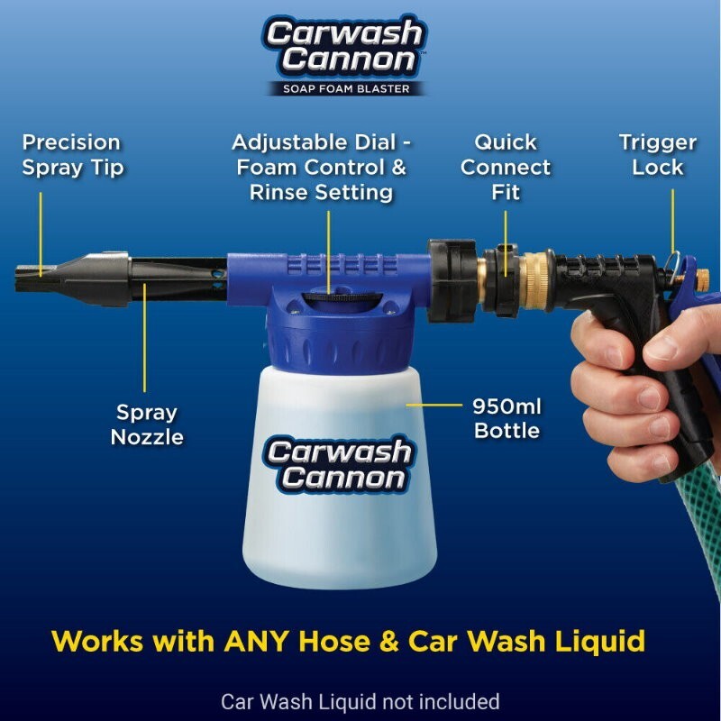 Carwash Cannon Car Wash Soap Foam Blaster Water Spray Gun With 5 Spray Settings
