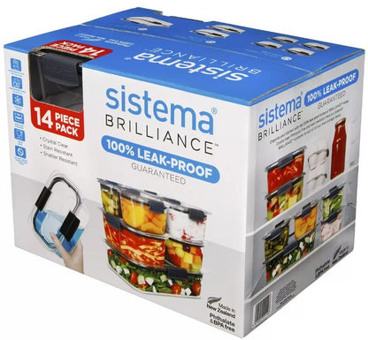 Sistema Brilliance 14 Piece Food Storage Set with Lids - Leak Proof, BPA Free