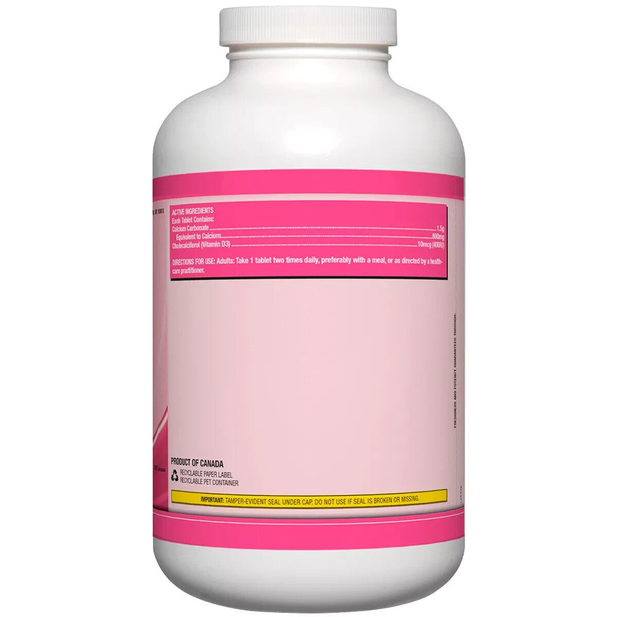 Calcium 600mg + Vitamin D3 500 Tablet Supplement Support Strong Bones & Teeth