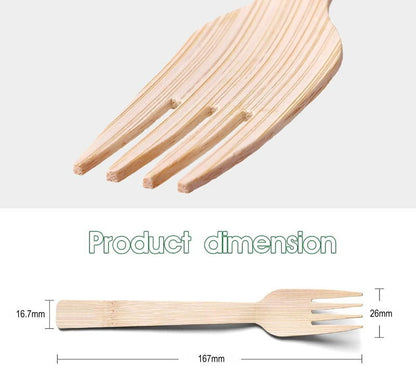 iECO 320pcs Disposable 100% Bamboo Utensils Set - Fork or Spoon Cutlery Set