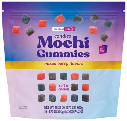 Tropical Fields Candies Mochi Gummies Mixed Berry Flavors 800g (Pack of 16)