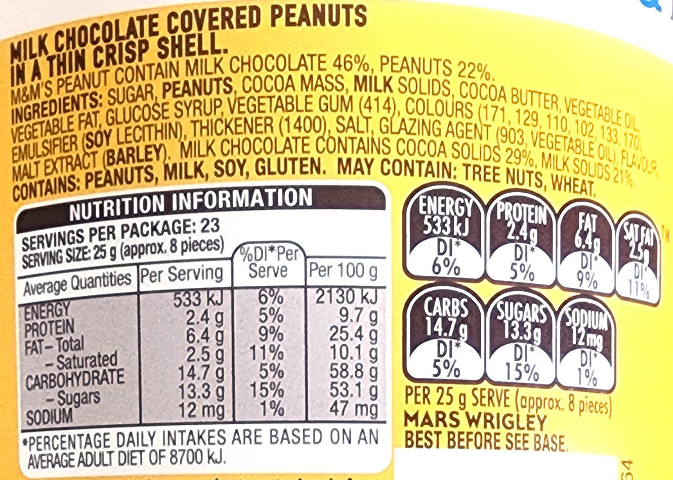 M&M's 575g Peanut Milk Chocolate Party Pack Pantry Kids Party Sweet Snack Halal