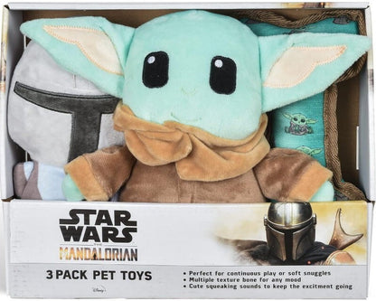 Star Wars Pets 3 Pcs The Mandalorian Set for Dog 9" Mandalorian, 9" GROGU, Bone