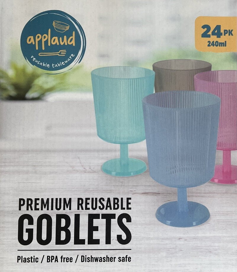 Applaud 24 Pack BPA-Free Reusable Wine Glasses Goblets 240ml Plastic Party Cups