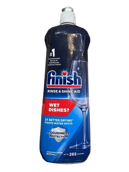 2 x 800mL Finish Rinse & Shine Aid Dishwashing Drying Liquid Prevents Water Spot