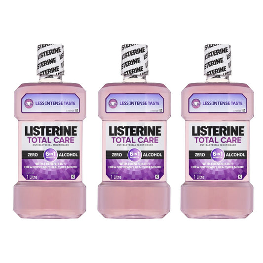 3 Pack Listerine Total Care Antiseptic Oral Gentle Mouthwash Freshen Breath 1L