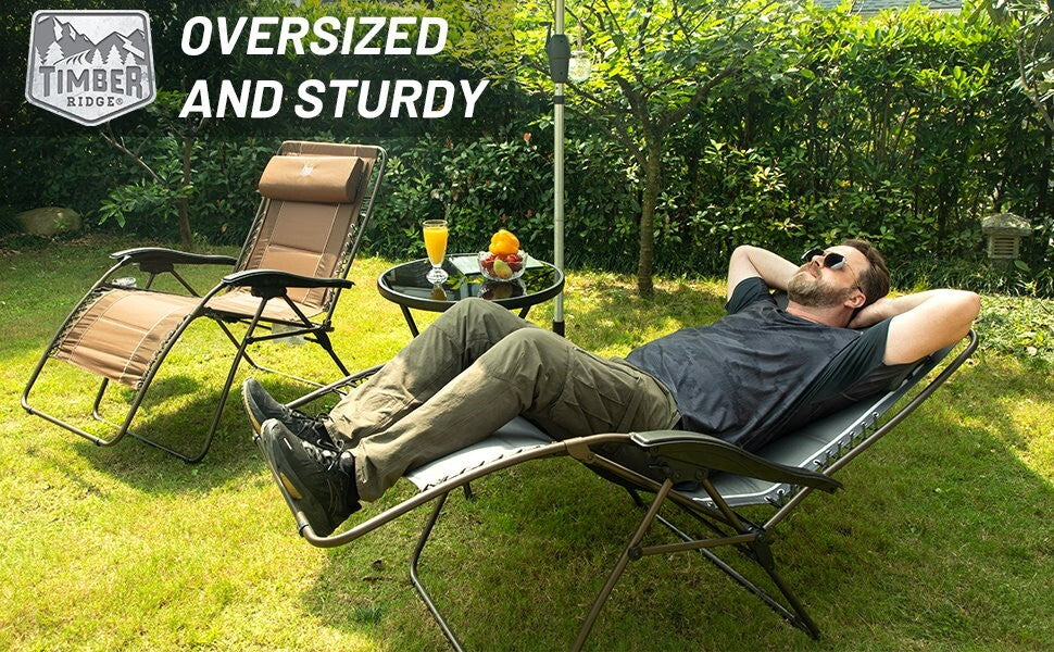 Timber Ridge Reclining Chair Zero Gravity Lounger 159 kg Weight Capacity