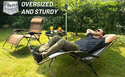 Timber Ridge Reclining Chair Zero Gravity Lounger 159 kg Weight Capacity