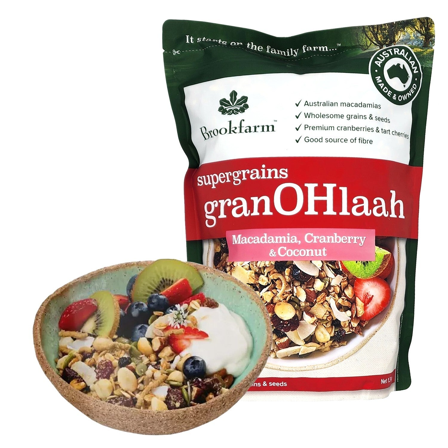 Brookfarm Supergrain Macadamia Cranberry Coconut Healthy Breakfast Cereal 1.3kg