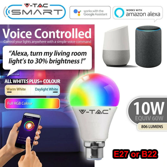 4 x RGB LED Smart App Light Bulb Lighting Dimmable Wifi Google Alexa E27 B22 10w