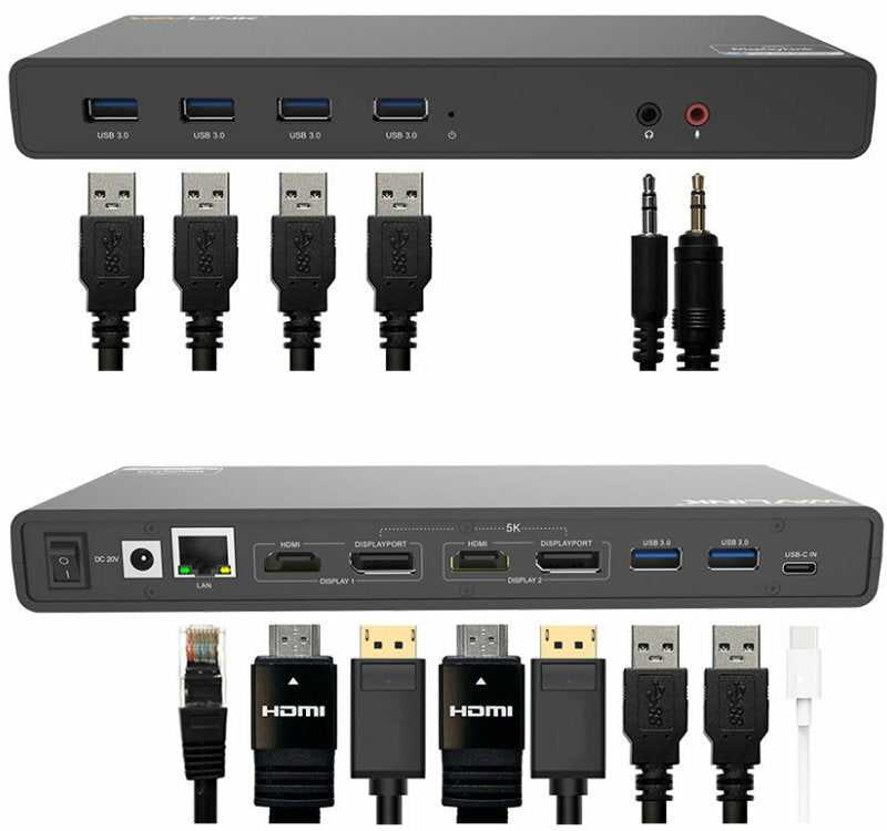 Wavlink UG69DK1 Universal USB-C Docking Station Dual Ultra 5K 4K HDMI RJ45