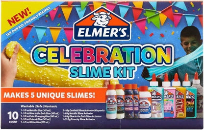Elmer's Celebration Slime Kit 10 Count Assorted Magical Liquid Slime Activators