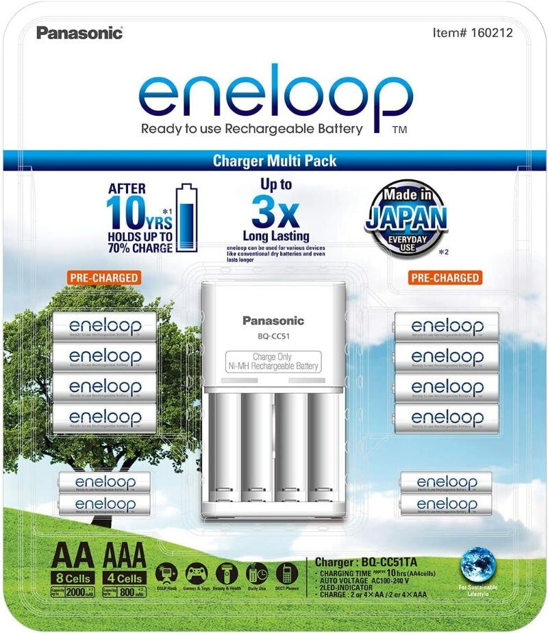 Panasonic Eneloop Rechargeable Battery Charger Multi Pack with 8x AA, 4x AAA