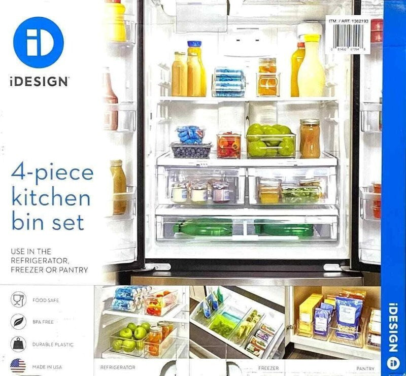 iDesign 4-Piece Kitchen Fridge Organiser Storage Bins Set BPA-free, Visibility
