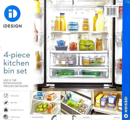 iDesign 4-Piece Kitchen Fridge Organiser Storage Bins Set BPA-free, Visibility