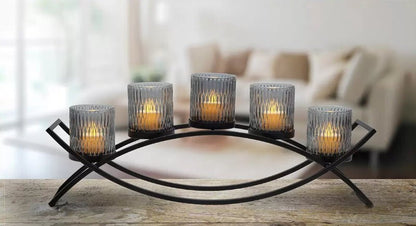 MIKASA Home Accents Double Arch 5 Glass Candle Holder Arched Candle Votive