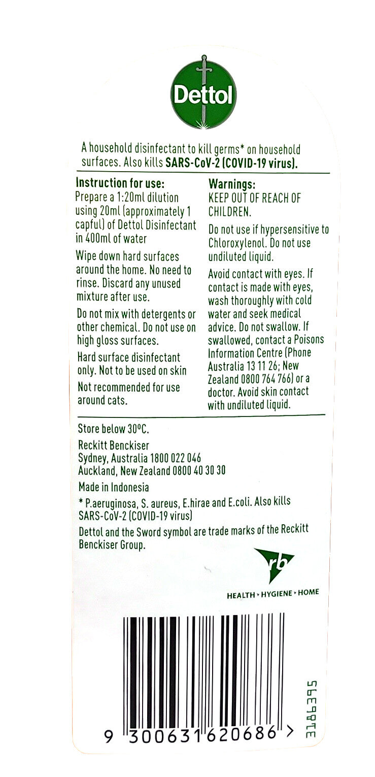 750mL Dettol Antiseptic Disinfectant Liquid Kills Germs Cleans Household Surface